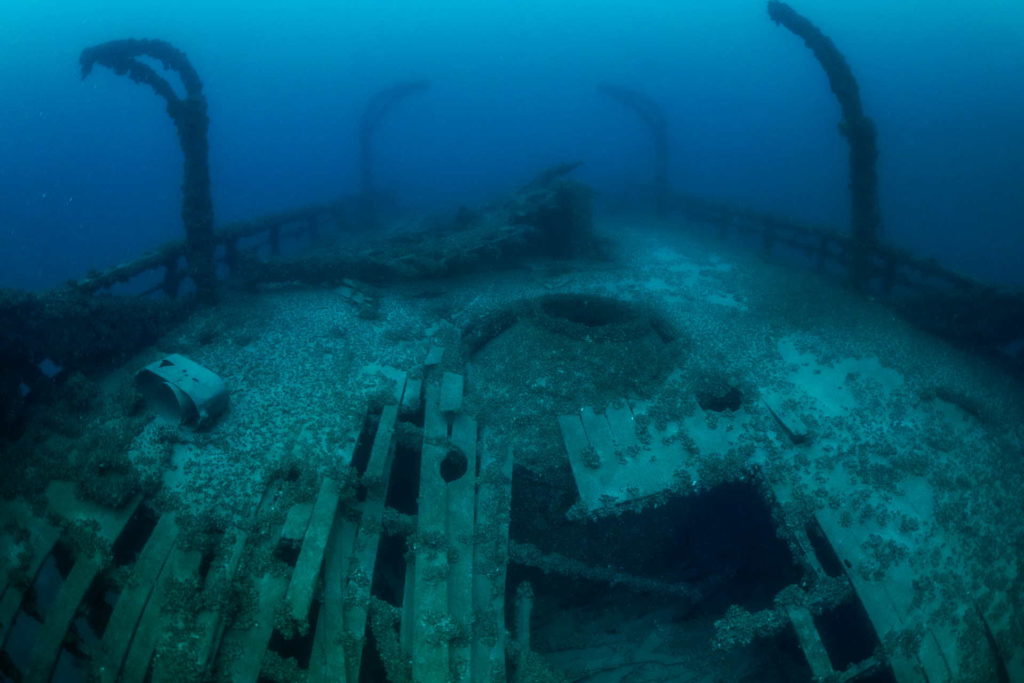 The shattered deck of the Westmoreland